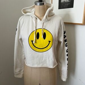 'No Bad Days' Smiley Face Cropped Hoodie
